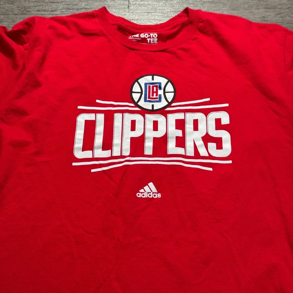 Los Angeles Clippers Shirt Mens XL‎ Red Adidas Logo Spellout Short Sleeve Tee